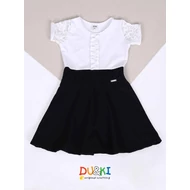 Csipkés ujjú fekete-fehér ruha