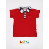  Fiú galléros póló piros