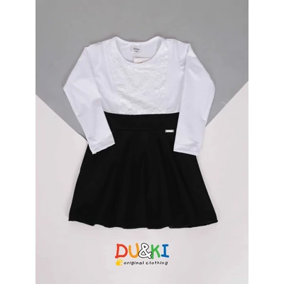 Hosszú ujjú fekete-fehér ruha